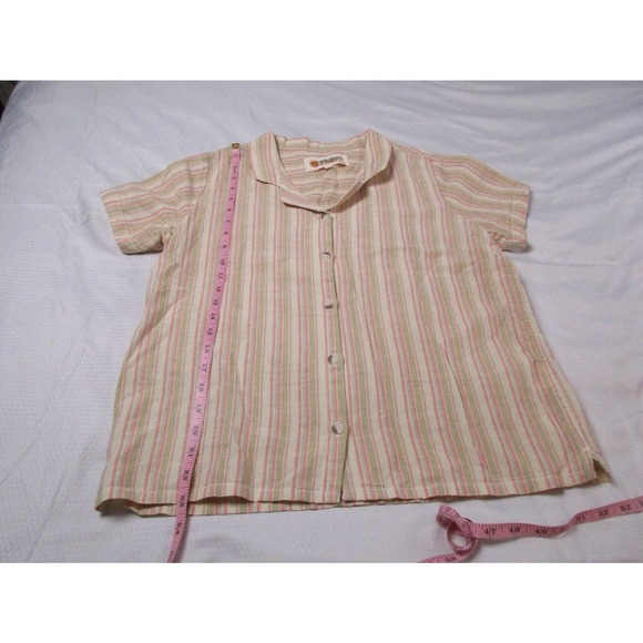 Mollusk California Top Medium M Women's Cotton Linen Blend Striped Button Down - Picture 6 of 9